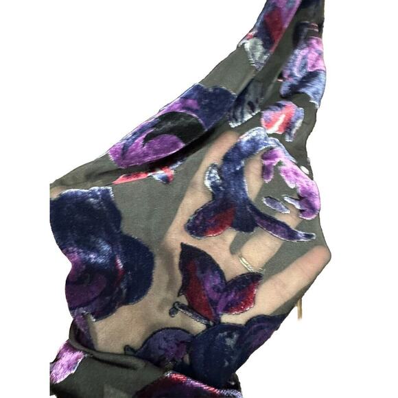 Coldwater Creek Blouse Top Black Velvet Floral whimsigoth witchy dark Romantic L - Picture 6 of 9